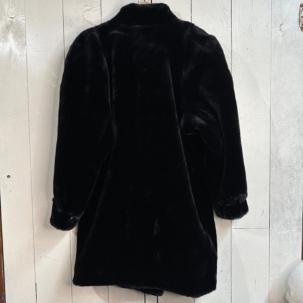 Jordache Black Faux Fur Coat Women's Medium Vintage Mob Wife MINT Made in USA - Picture 5 of 8
